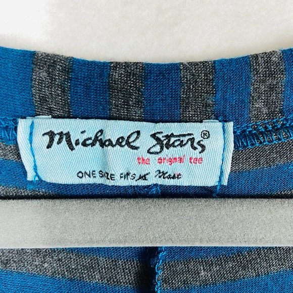 Michael Stars Blue and Gray Stripe Dolman Sleeves Top / One Size - Picture 4 of 8